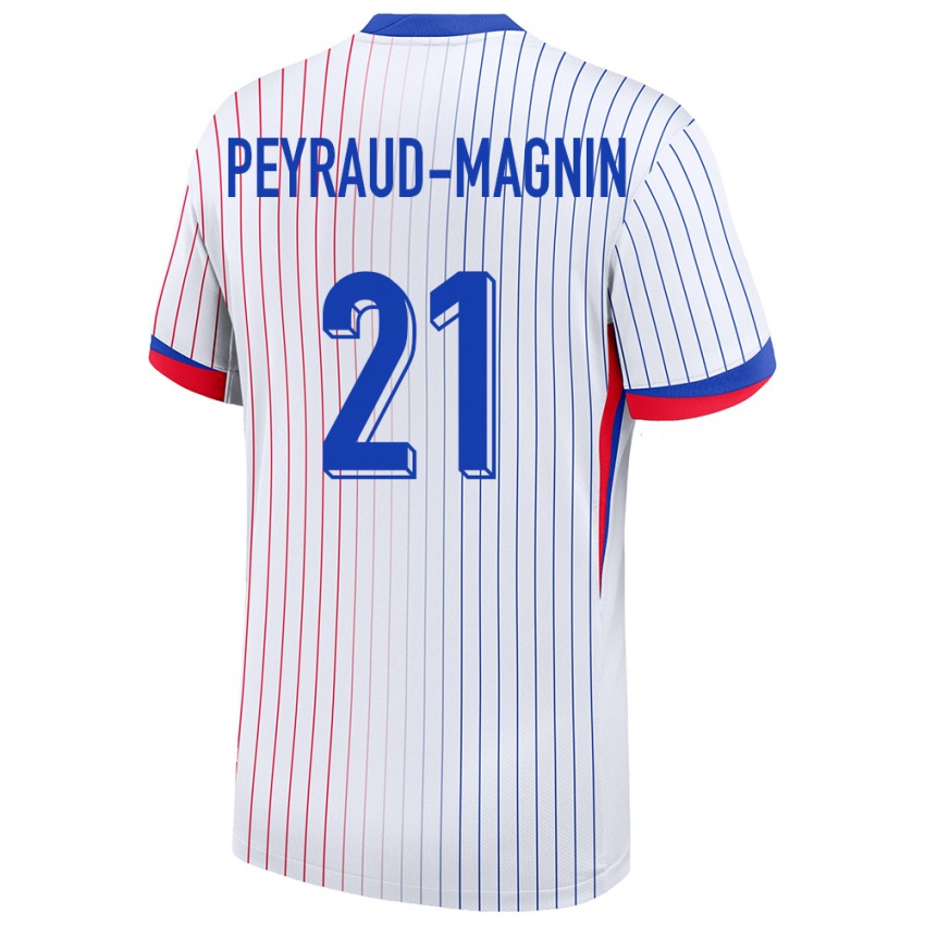 Damen Frankreich Pauline Peyraud Magnin #21 Weiß Auswärtstrikot Trikot 24-26 T-Shirt