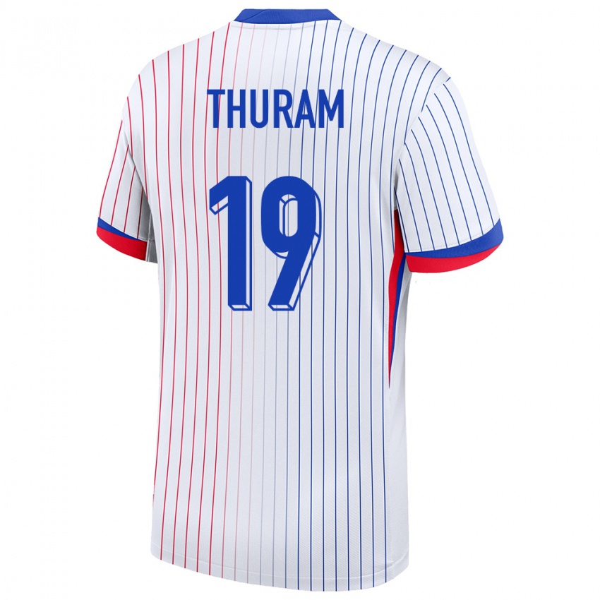 Damen Frankreich Khephren Thuram #19 Weiß Auswärtstrikot Trikot 24-26 T-Shirt
