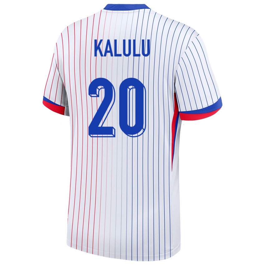 Damen Frankreich Pierre Kalulu #20 Weiß Auswärtstrikot Trikot 24-26 T-Shirt