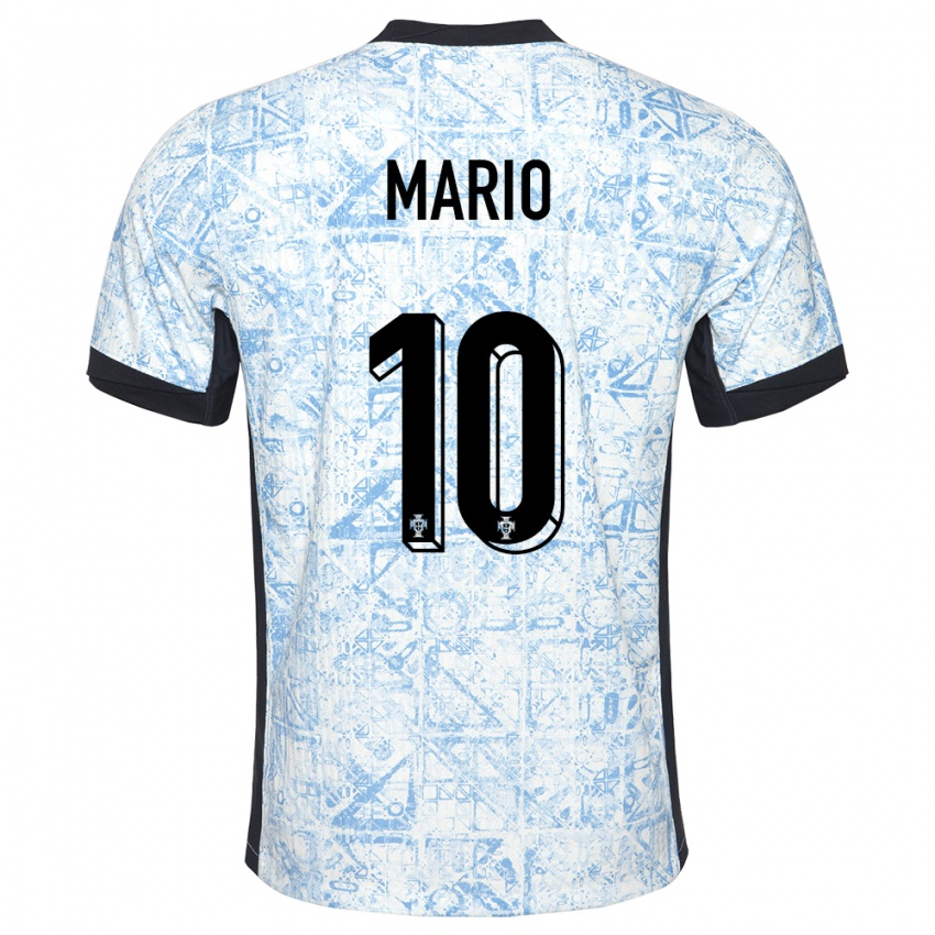 Damen Portugal Joao Mario #10 Cremeblau Auswärtstrikot Trikot 24-26 T-Shirt