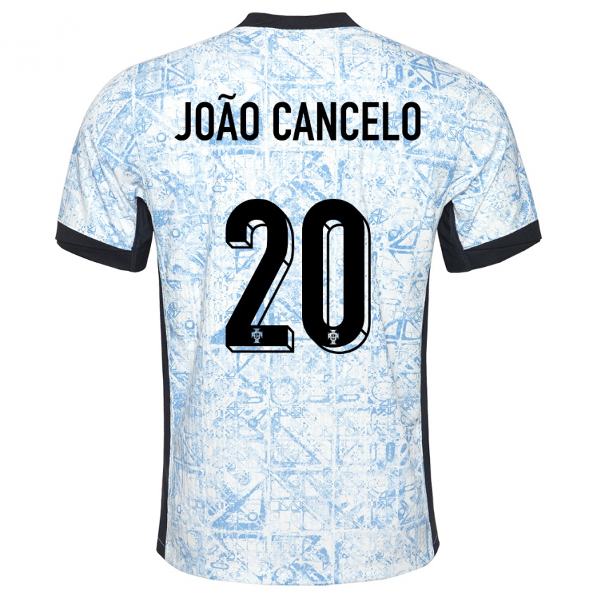 Damen Portugal Joao Cancelo #20 Cremeblau Auswärtstrikot Trikot 24-26 T-Shirt