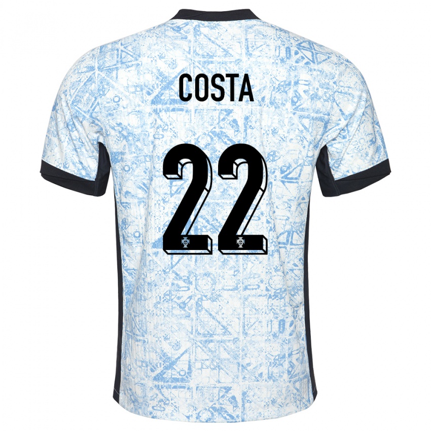 Damen Portugal Diogo Costa #22 Cremeblau Auswärtstrikot Trikot 24-26 T-Shirt