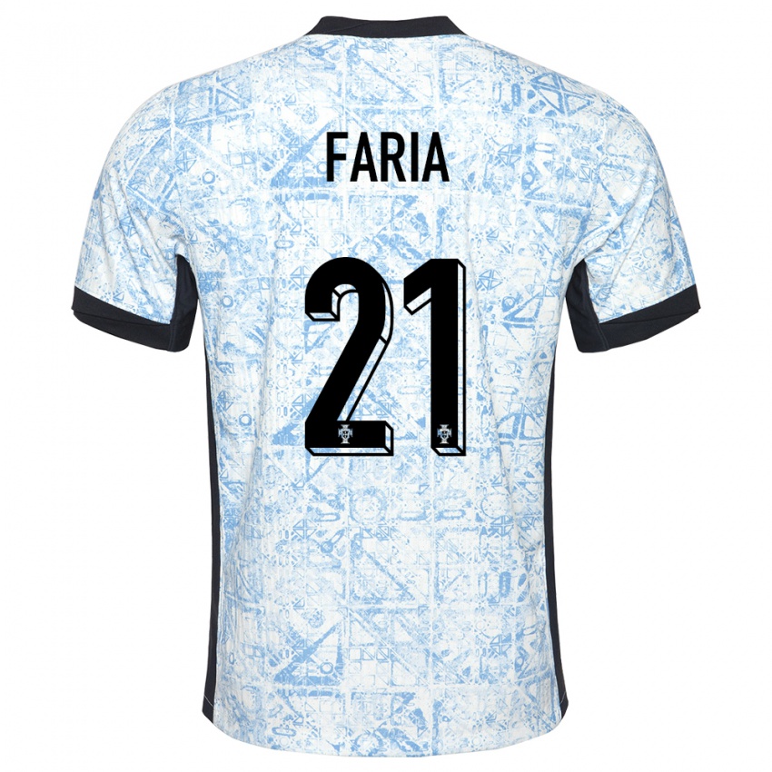 Damen Portugal Andreia Faria #21 Cremeblau Auswärtstrikot Trikot 24-26 T-Shirt