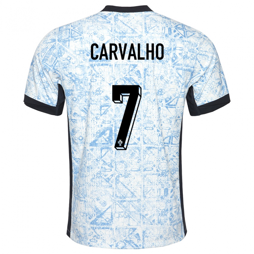 Damen Portugal Fabio Carvalho #7 Cremeblau Auswärtstrikot Trikot 24-26 T-Shirt