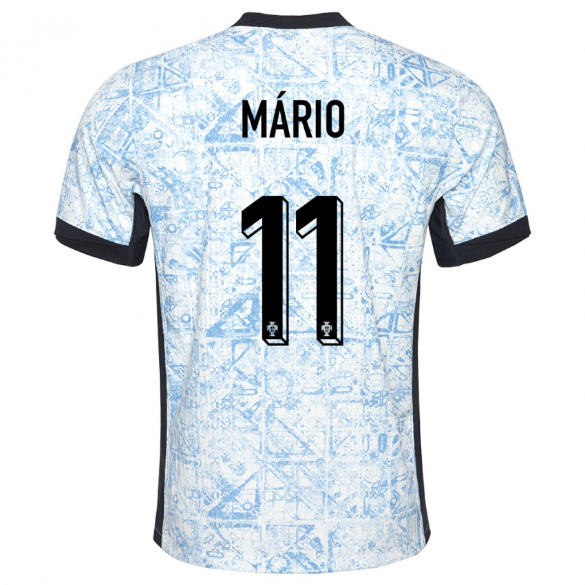 Damen Portugal Joao Mario #11 Cremeblau Auswärtstrikot Trikot 24-26 T-Shirt
