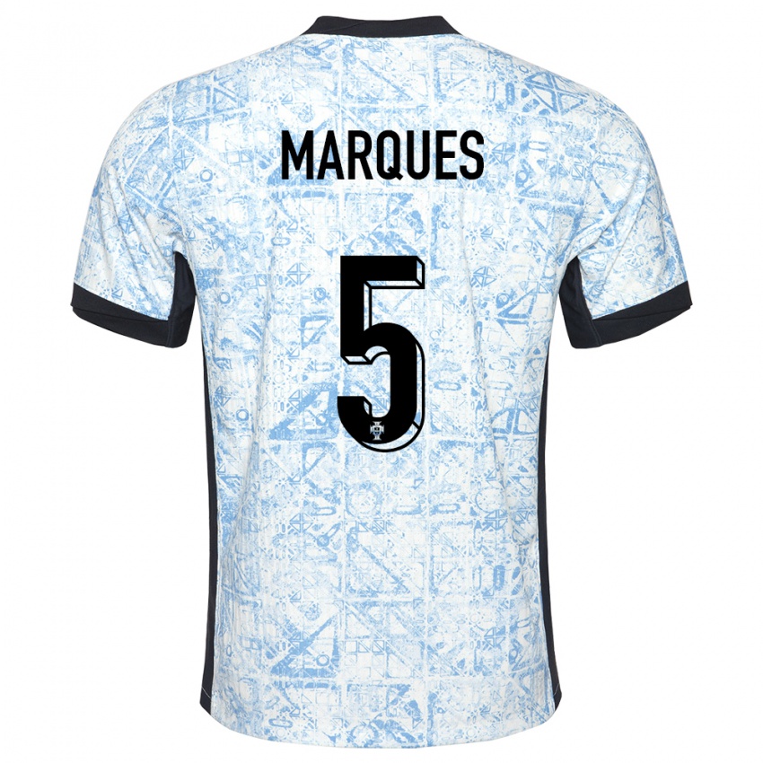 Damen Portugal Martim Marques #5 Cremeblau Auswärtstrikot Trikot 24-26 T-Shirt