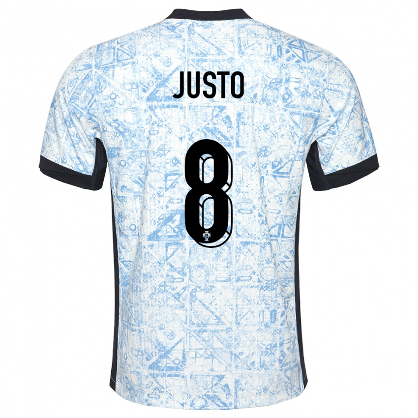 Damen Portugal Samuel Justo #8 Cremeblau Auswärtstrikot Trikot 24-26 T-Shirt