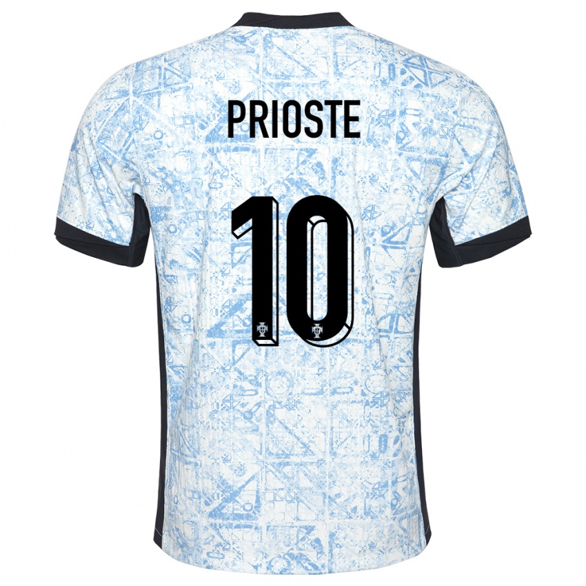 Damen Portugal Diogo Prioste #10 Cremeblau Auswärtstrikot Trikot 24-26 T-Shirt