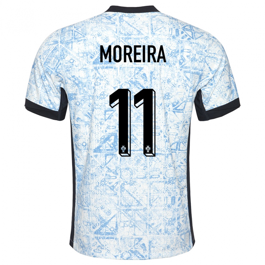 Damen Portugal Diego Moreira #11 Cremeblau Auswärtstrikot Trikot 24-26 T-Shirt
