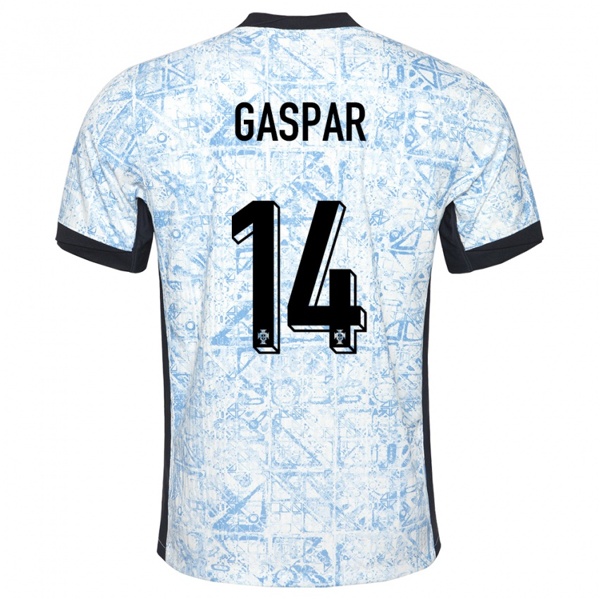 Damen Portugal Guilherme Gaspar #14 Cremeblau Auswärtstrikot Trikot 24-26 T-Shirt