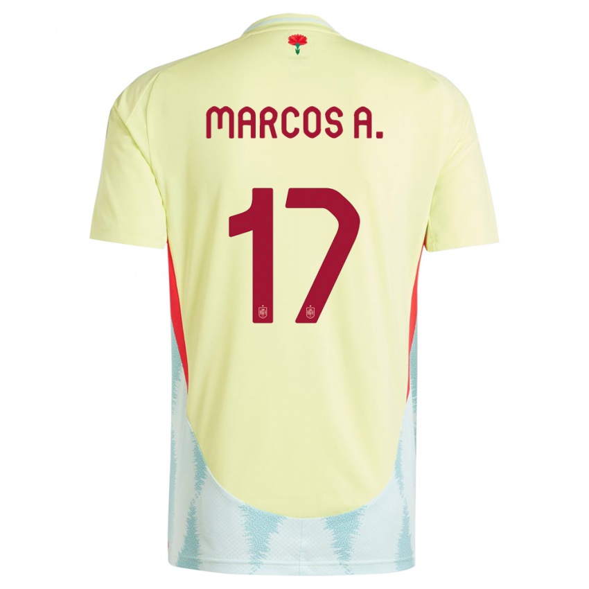 Damen Spanien Marcos Alonso #17 Gelb Auswärtstrikot Trikot 24-26 T-Shirt