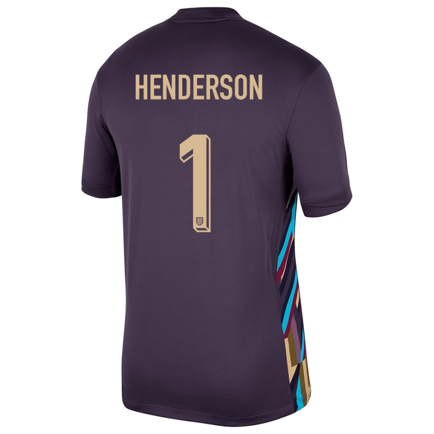 Damen England Dean Henderson #1 Dunkle Rosine Auswärtstrikot Trikot 24-26 T-Shirt