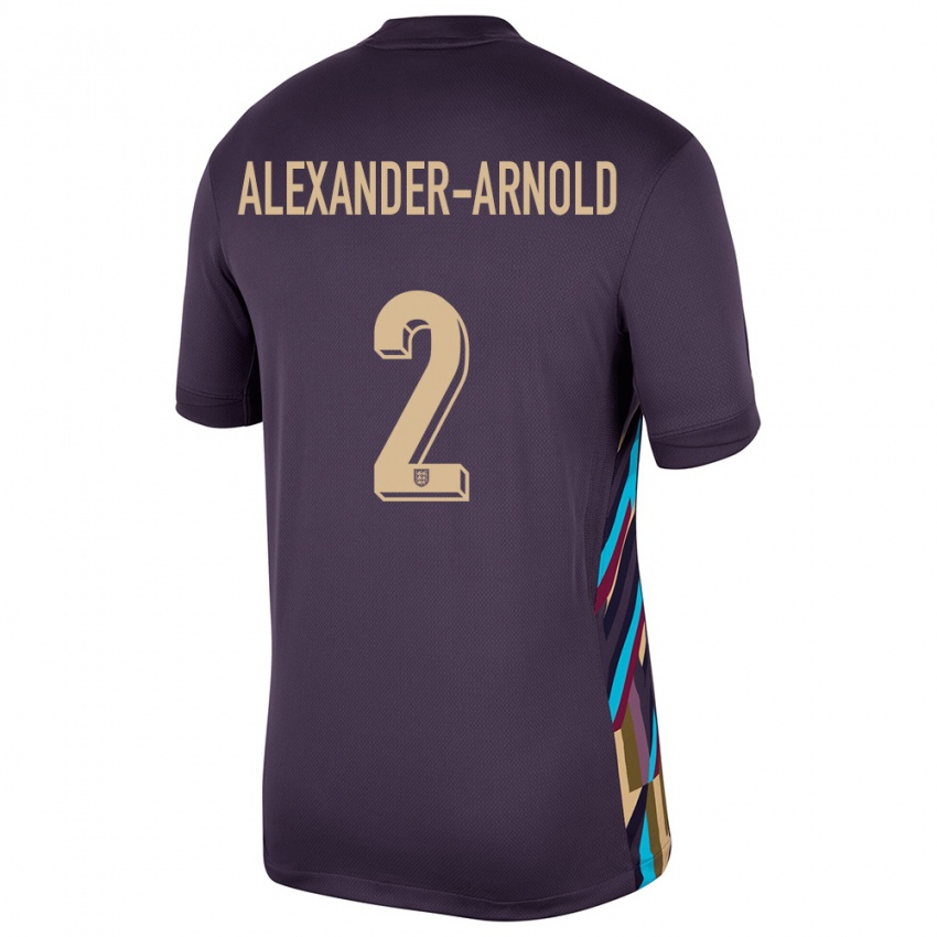 Damen England Trent Alexander-Arnold #2 Dunkle Rosine Auswärtstrikot Trikot 24-26 T-Shirt