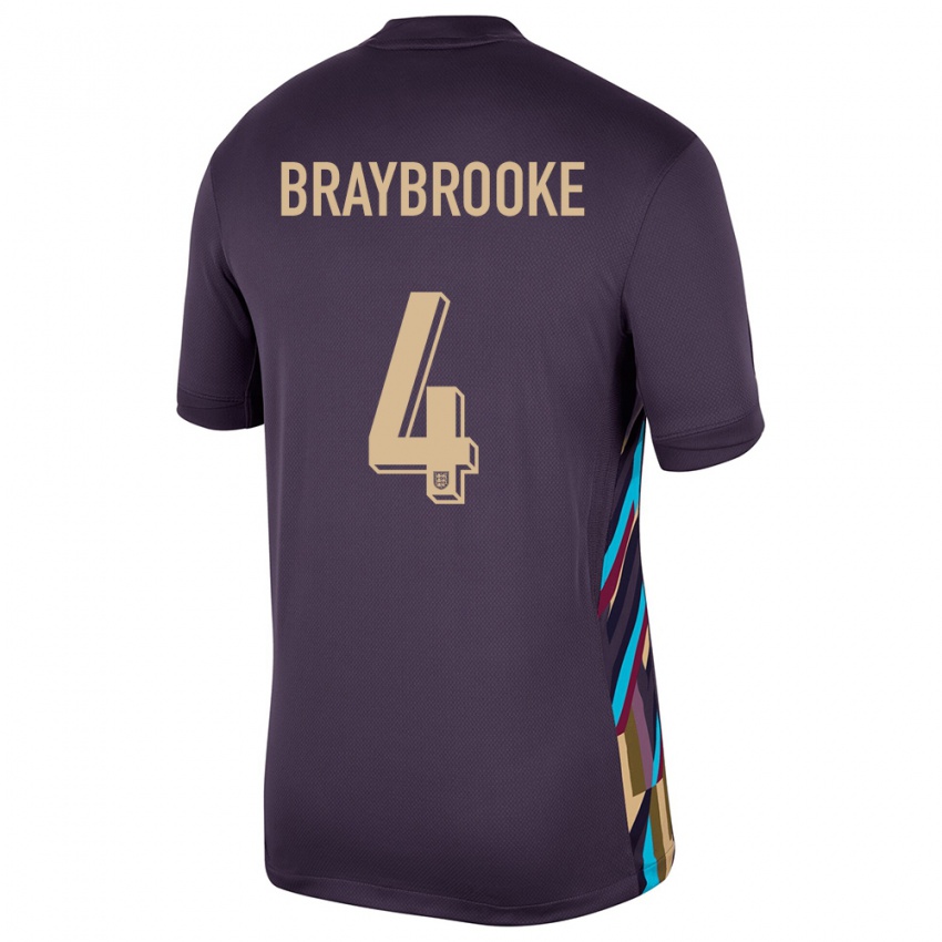 Damen England Samuel Braybrooke #4 Dunkle Rosine Auswärtstrikot Trikot 24-26 T-Shirt