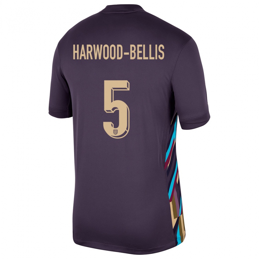 Damen England Taylor Harwood Bellis #5 Dunkle Rosine Auswärtstrikot Trikot 24-26 T-Shirt