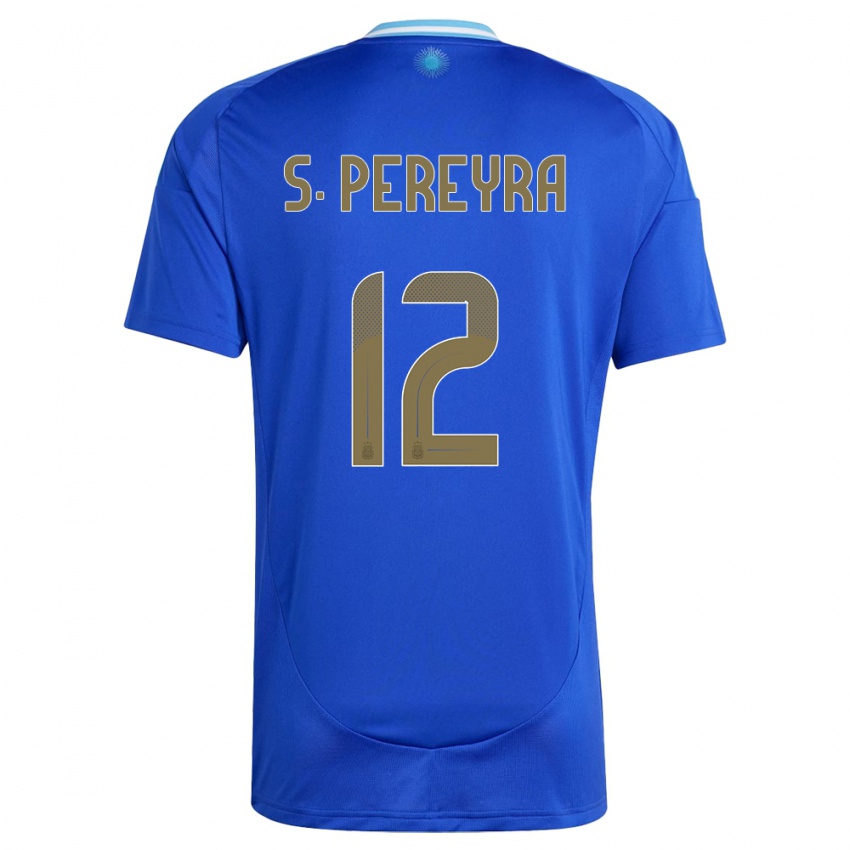 Damen Argentinien Solana Pereyra #12 Blau Auswärtstrikot Trikot 24-26 T-Shirt