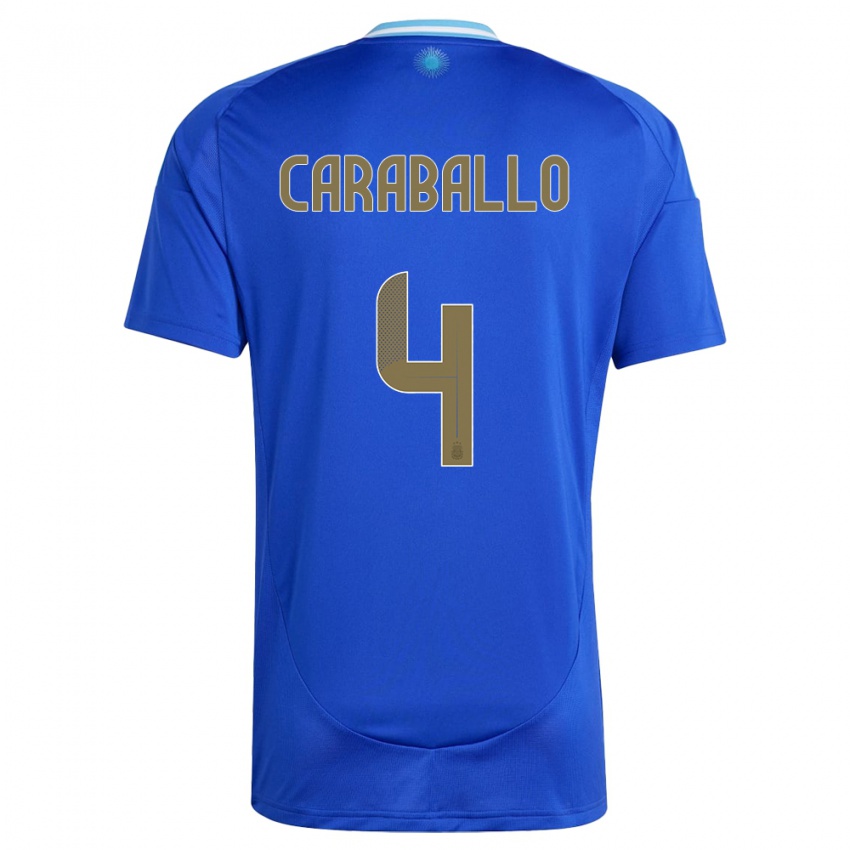 Damen Argentinien Brian Caraballo #4 Blau Auswärtstrikot Trikot 24-26 T-Shirt