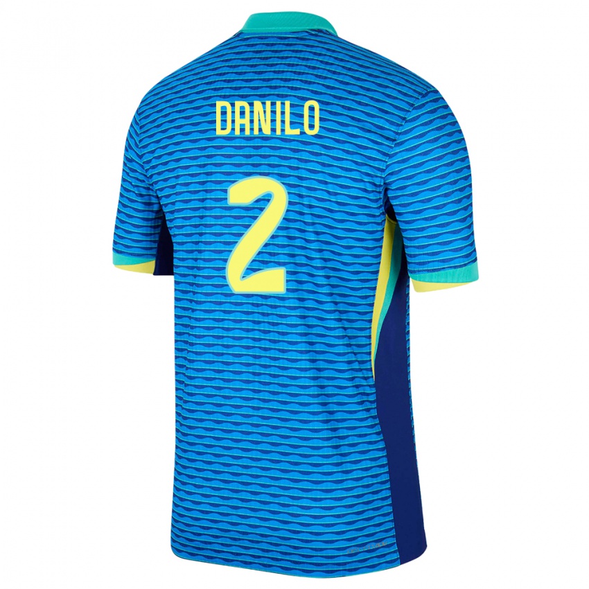 Damen Brasilien Danilo #2 Blau Auswärtstrikot Trikot 24-26 T-Shirt