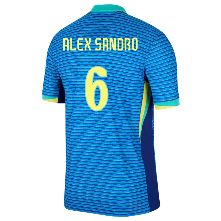 Damen Brasilien Alex Sandro #6 Blau Auswärtstrikot Trikot 24-26 T-Shirt
