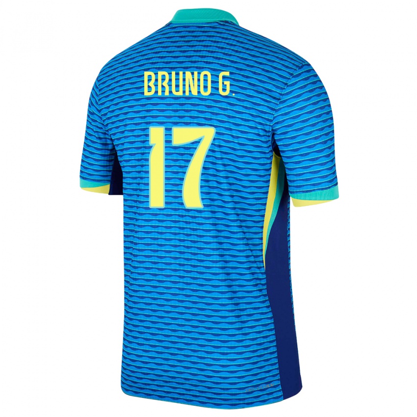 Damen Brasilien Bruno Guimaraes #17 Blau Auswärtstrikot Trikot 24-26 T-Shirt