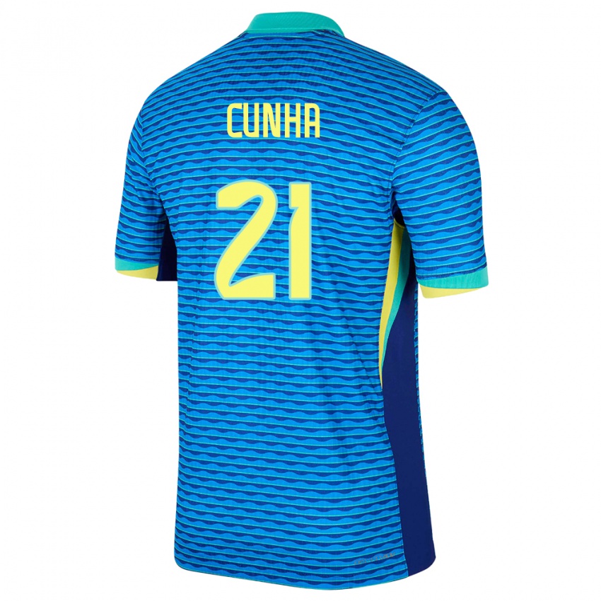 Damen Brasilien Matheus Cunha #21 Blau Auswärtstrikot Trikot 24-26 T-Shirt
