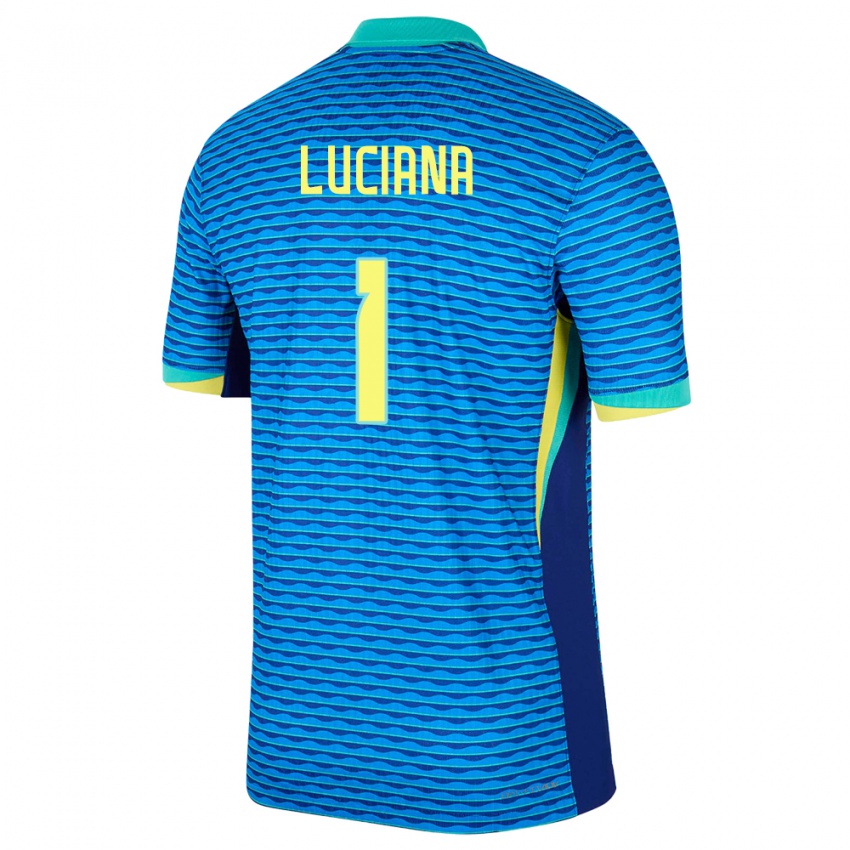 Damen Brasilien Luciana #1 Blau Auswärtstrikot Trikot 24-26 T-Shirt