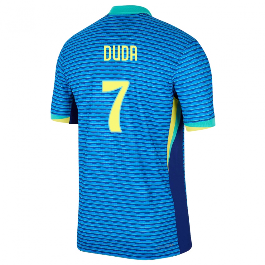 Damen Brasilien Duda Francelino #7 Blau Auswärtstrikot Trikot 24-26 T-Shirt