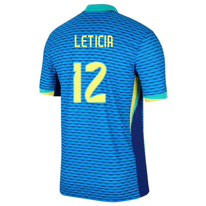 Damen Brasilien Leticia #12 Blau Auswärtstrikot Trikot 24-26 T-Shirt
