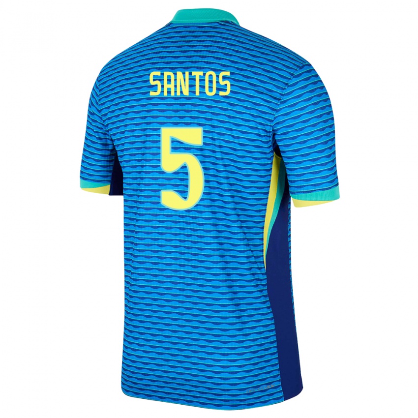 Damen Brasilien Andrey Santos #5 Blau Auswärtstrikot Trikot 24-26 T-Shirt