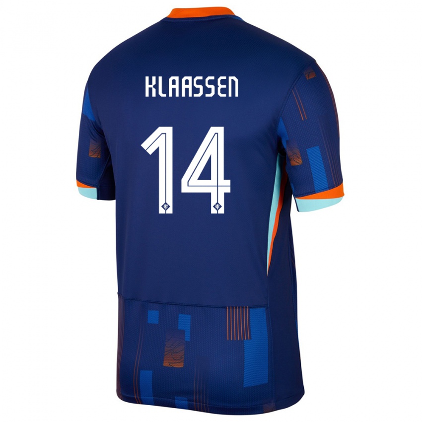 Damen Niederlande Davy Klaassen #14 Blau Auswärtstrikot Trikot 24-26 T-Shirt