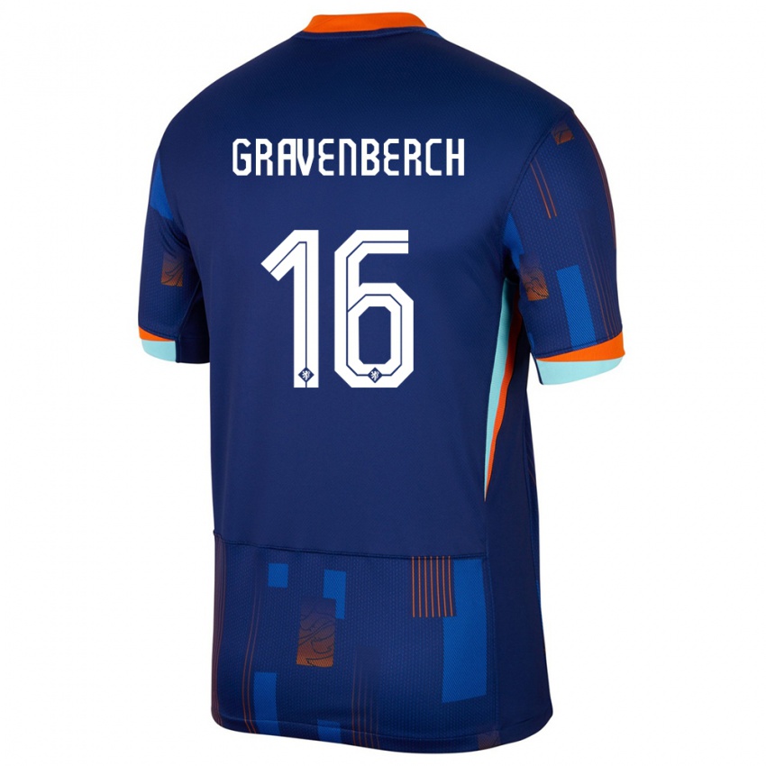 Damen Niederlande Ryan Gravenberch #16 Blau Auswärtstrikot Trikot 24-26 T-Shirt