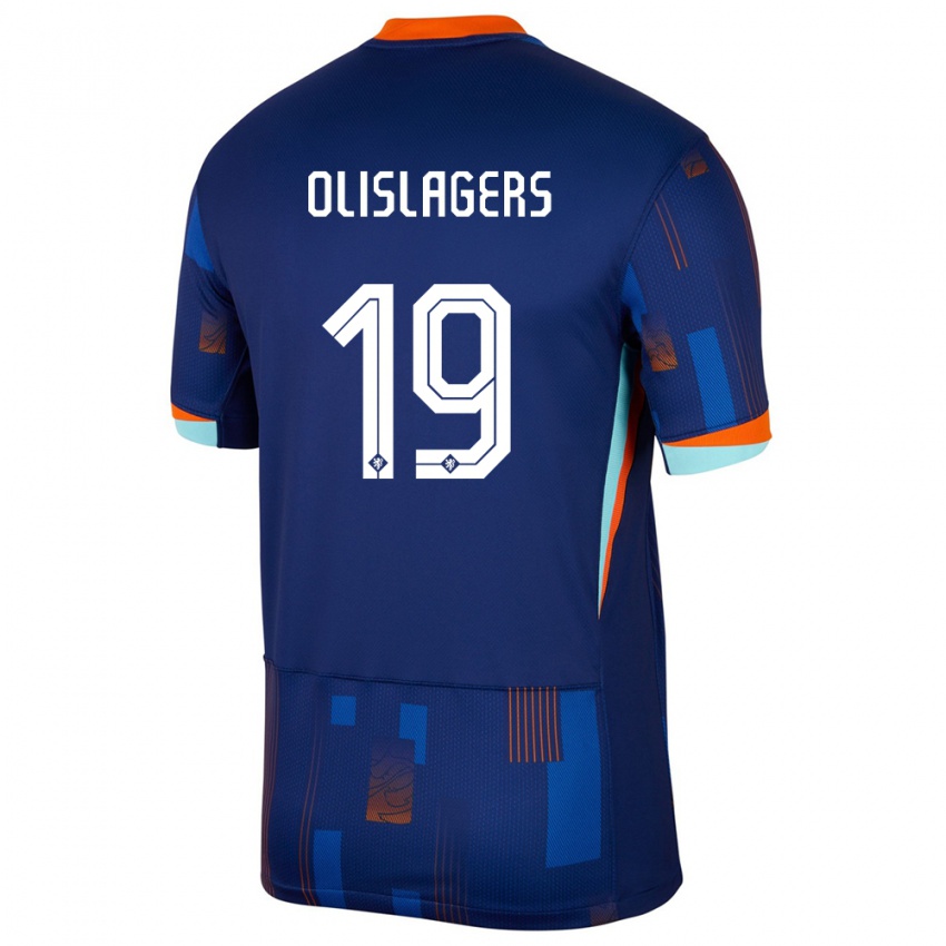 Damen Niederlande Marisa Olislagers #19 Blau Auswärtstrikot Trikot 24-26 T-Shirt