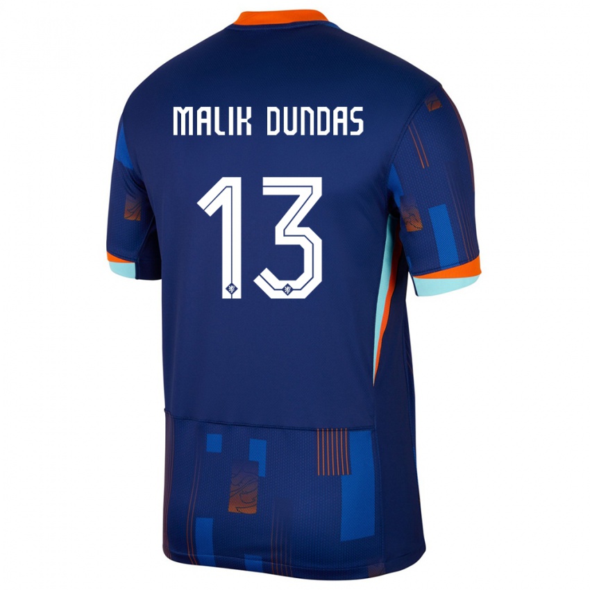 Damen Niederlande Noa Malik Dundas #13 Blau Auswärtstrikot Trikot 24-26 T-Shirt