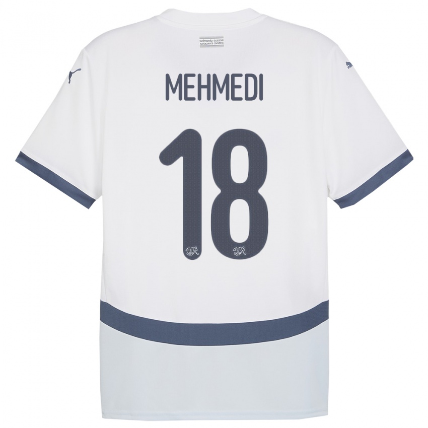 Damen Schweiz Admir Mehmedi #18 Weiß Auswärtstrikot Trikot 24-26 T-Shirt