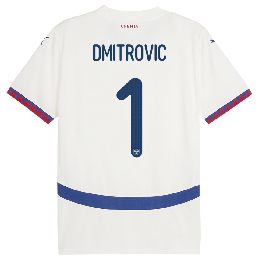 Damen Serbien Marko Dmitrovic #1 Weiß Auswärtstrikot Trikot 24-26 T-Shirt