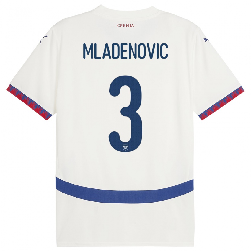 Damen Serbien Filip Mladenovic #3 Weiß Auswärtstrikot Trikot 24-26 T-Shirt