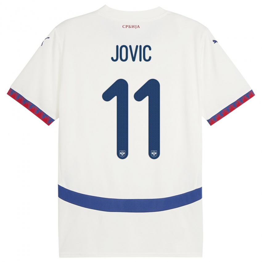 Damen Serbien Luka Jovic #11 Weiß Auswärtstrikot Trikot 24-26 T-Shirt