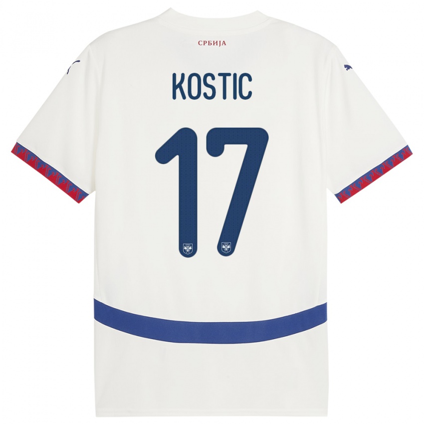 Damen Serbien Filip Kostic #17 Weiß Auswärtstrikot Trikot 24-26 T-Shirt