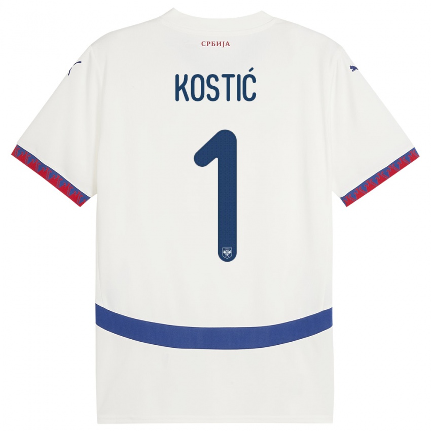 Damen Serbien Milica Kostic #1 Weiß Auswärtstrikot Trikot 24-26 T-Shirt