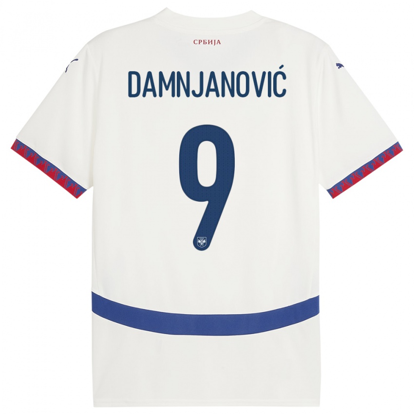 Damen Serbien Jovana Damnjanovic #9 Weiß Auswärtstrikot Trikot 24-26 T-Shirt