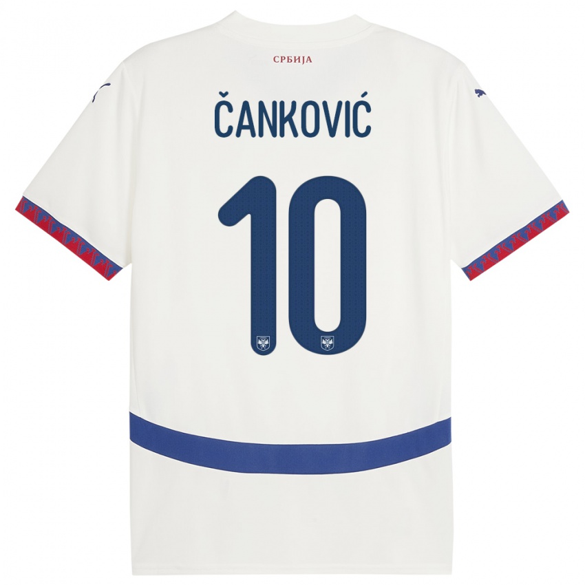 Damen Serbien Jelena Cankovic #10 Weiß Auswärtstrikot Trikot 24-26 T-Shirt