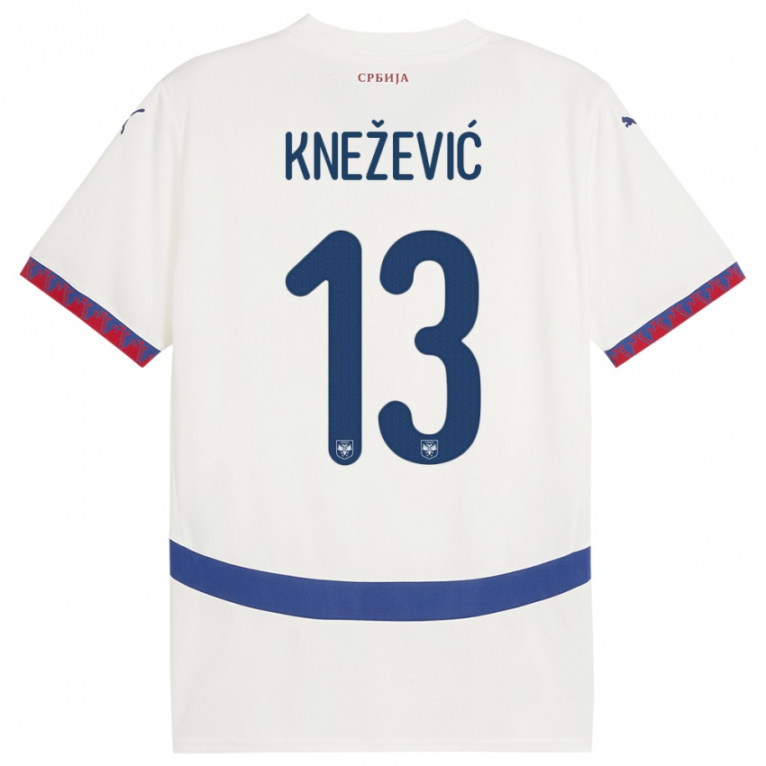 Damen Serbien Milana Knezevic #13 Weiß Auswärtstrikot Trikot 24-26 T-Shirt