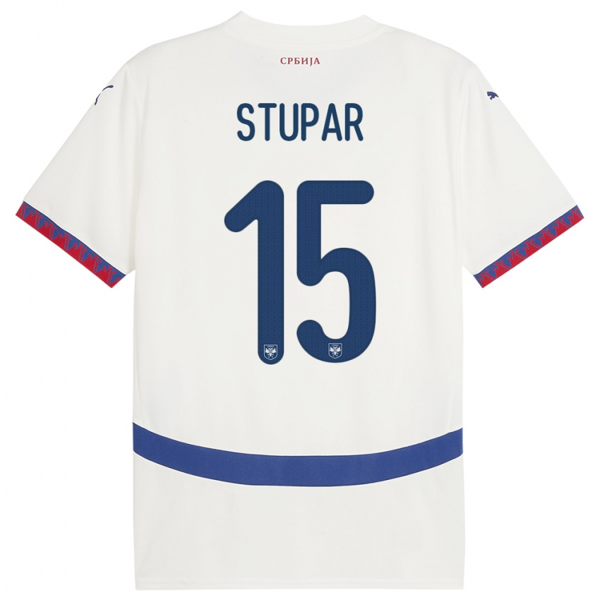 Damen Serbien Zivana Stupar #15 Weiß Auswärtstrikot Trikot 24-26 T-Shirt