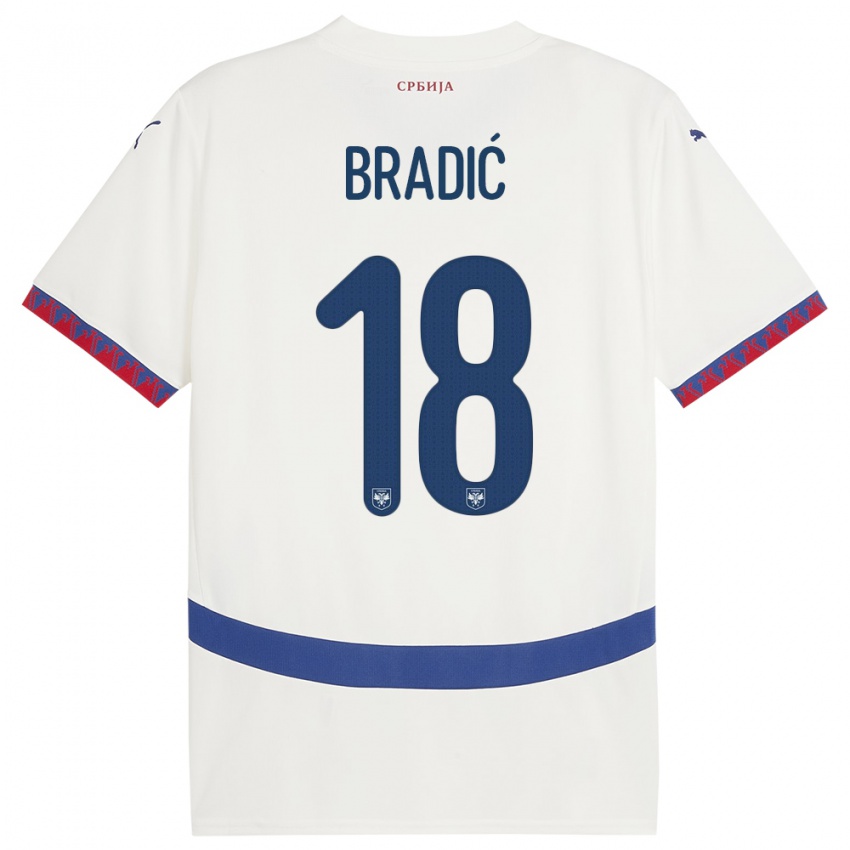 Damen Serbien Biljana Bradic #18 Weiß Auswärtstrikot Trikot 24-26 T-Shirt