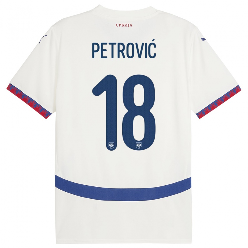 Damen Serbien Emilija Petrovic #18 Weiß Auswärtstrikot Trikot 24-26 T-Shirt