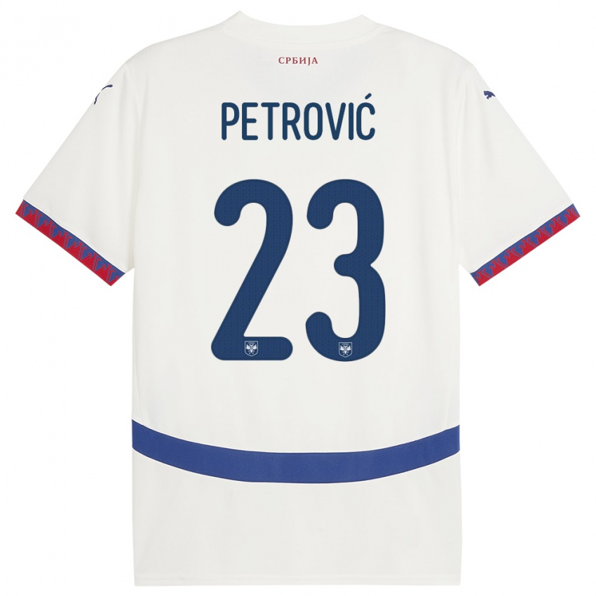 Damen Serbien Jovana Petrovic #23 Weiß Auswärtstrikot Trikot 24-26 T-Shirt