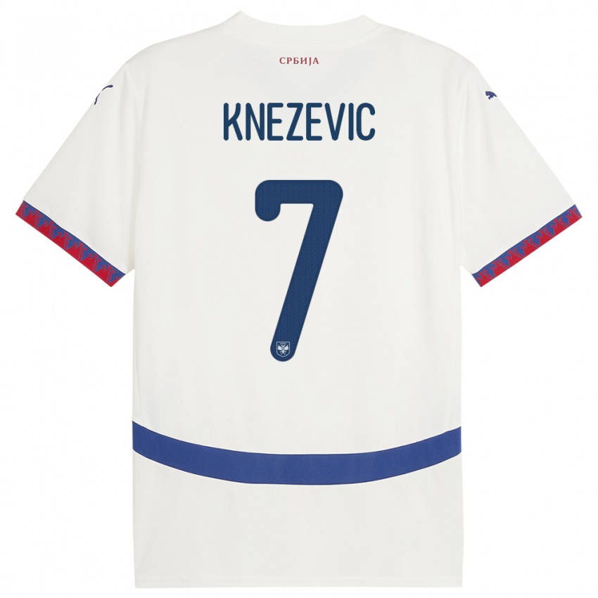 Damen Serbien Nikola Knezevic #7 Weiß Auswärtstrikot Trikot 24-26 T-Shirt