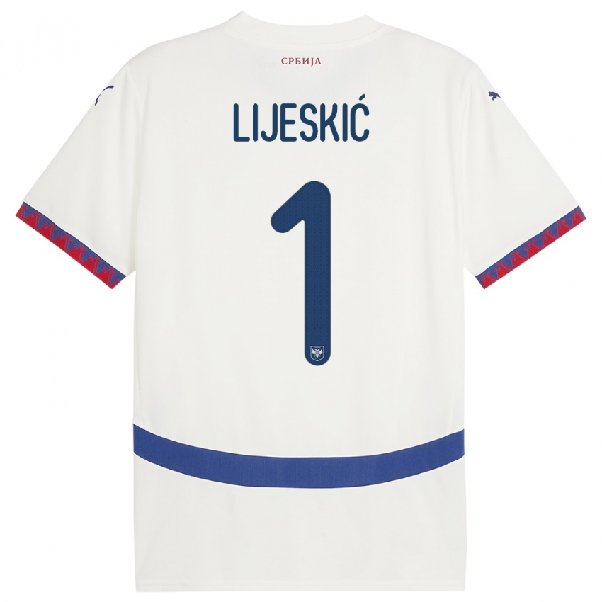 Damen Serbien Luka Lijeskic #1 Weiß Auswärtstrikot Trikot 24-26 T-Shirt