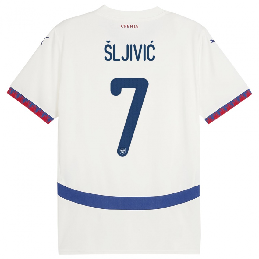 Damen Serbien Jovan Sljivic #7 Weiß Auswärtstrikot Trikot 24-26 T-Shirt