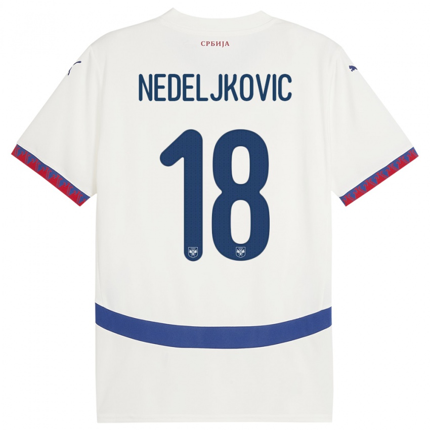 Damen Serbien Kosta Nedeljkovic #18 Weiß Auswärtstrikot Trikot 24-26 T-Shirt